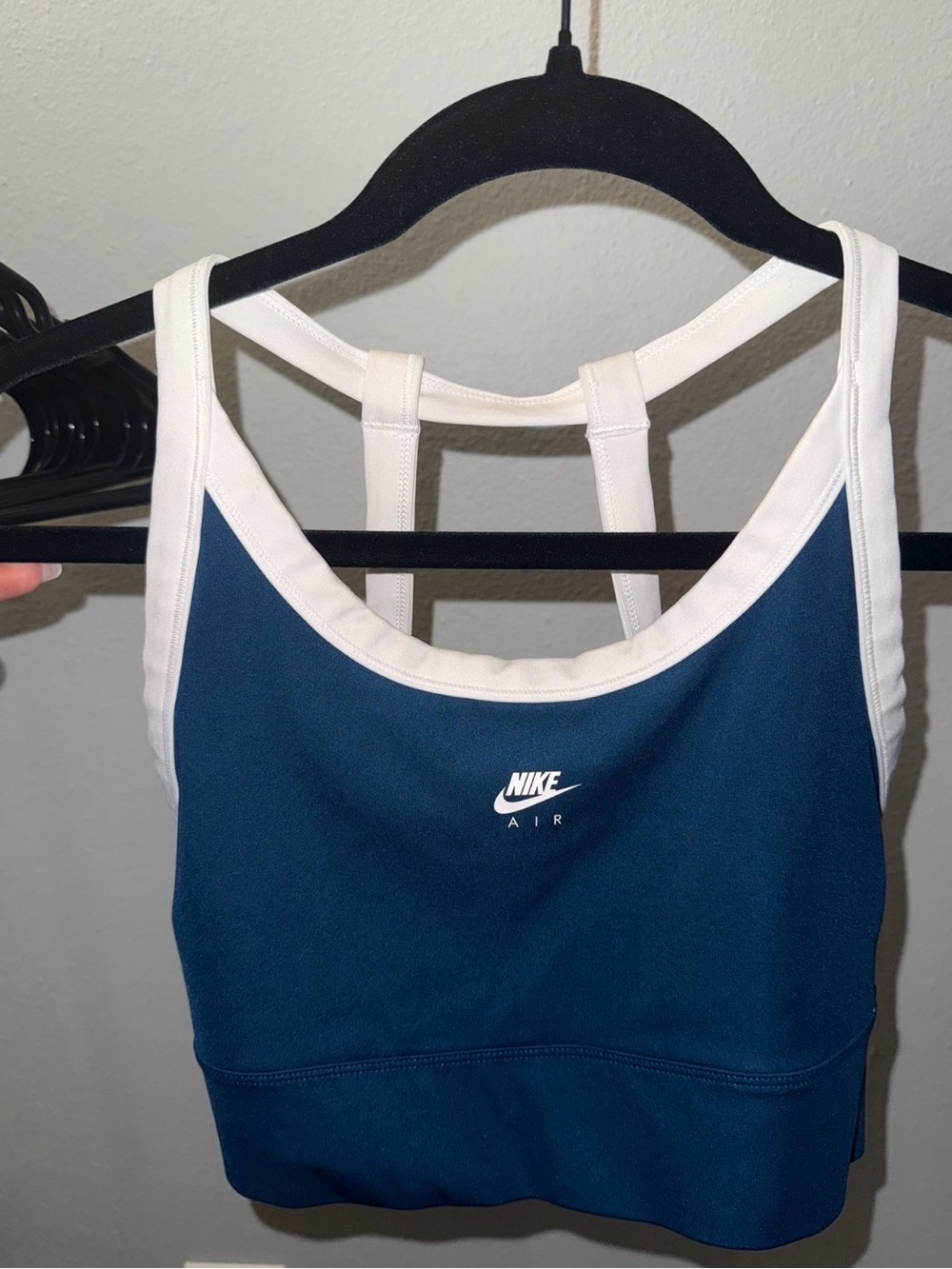 Nike Blue and White Strappy Sports Bra Top